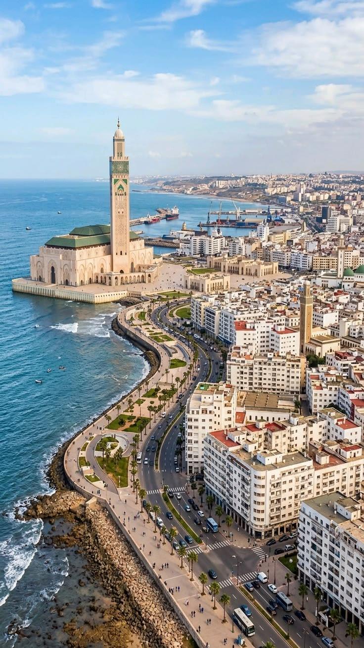 Casablanca coastline and Hassan II Mosque