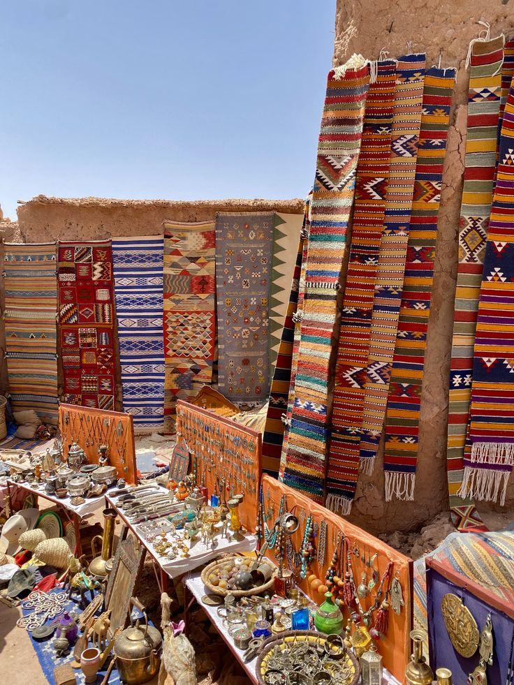 Textile stalls in Ait Ben Haddou